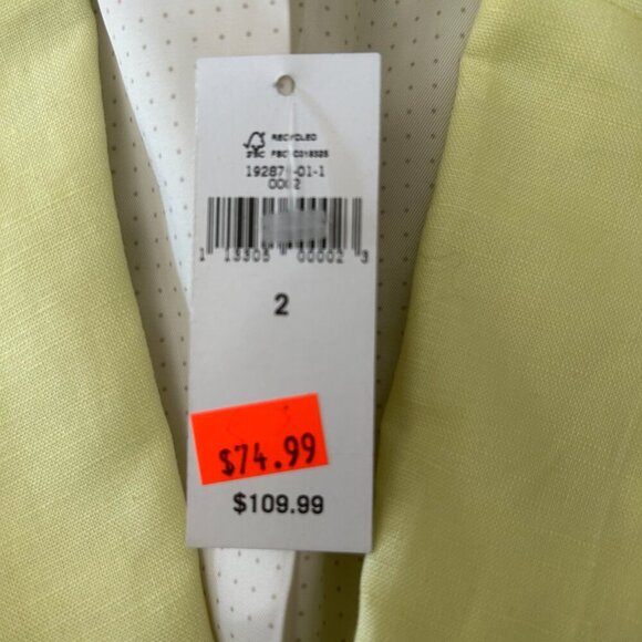 NWT Banana Republic Butter Yellow Linen Blend Blazer Size 2 Preppy Academia Twee - Picture 7 of 13